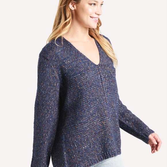 Heartloom Ace Blue Marled V Neck Sweater Size Small - Picture 1 of 7